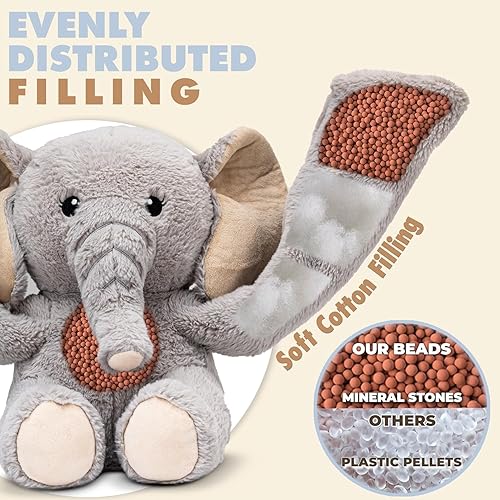 Miniatura 5 de Huggle Healers Peluche de elefante con peso, brazos reconfortantes de 4.5 libras de largo para abrazos relajantes, peluches con peso de primera