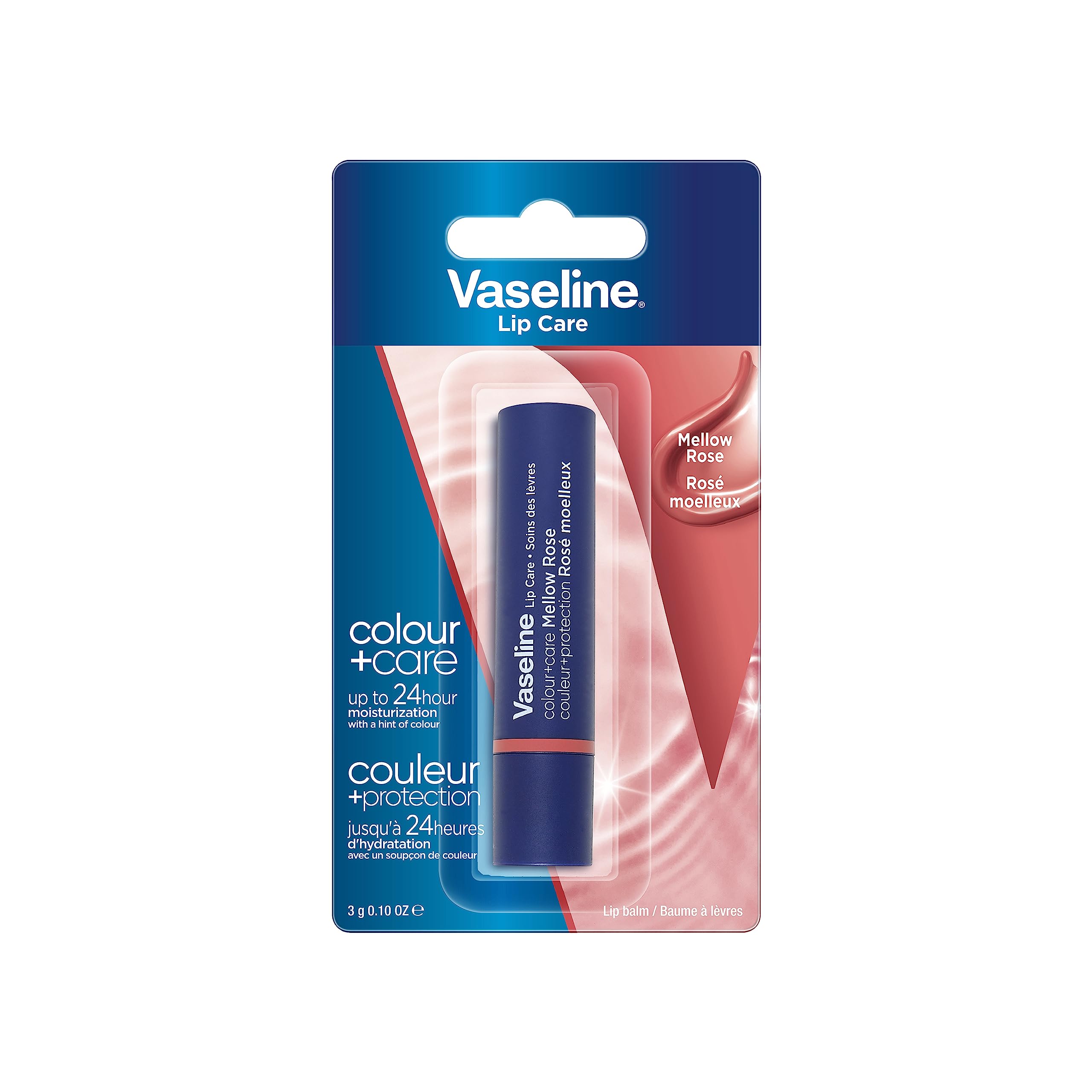 Vaseline Lip Care | Colour+Care Mellow Rose Tinted Lip Balm Stick | up to 24Hr* moisturization | with manuka honey | 3g
