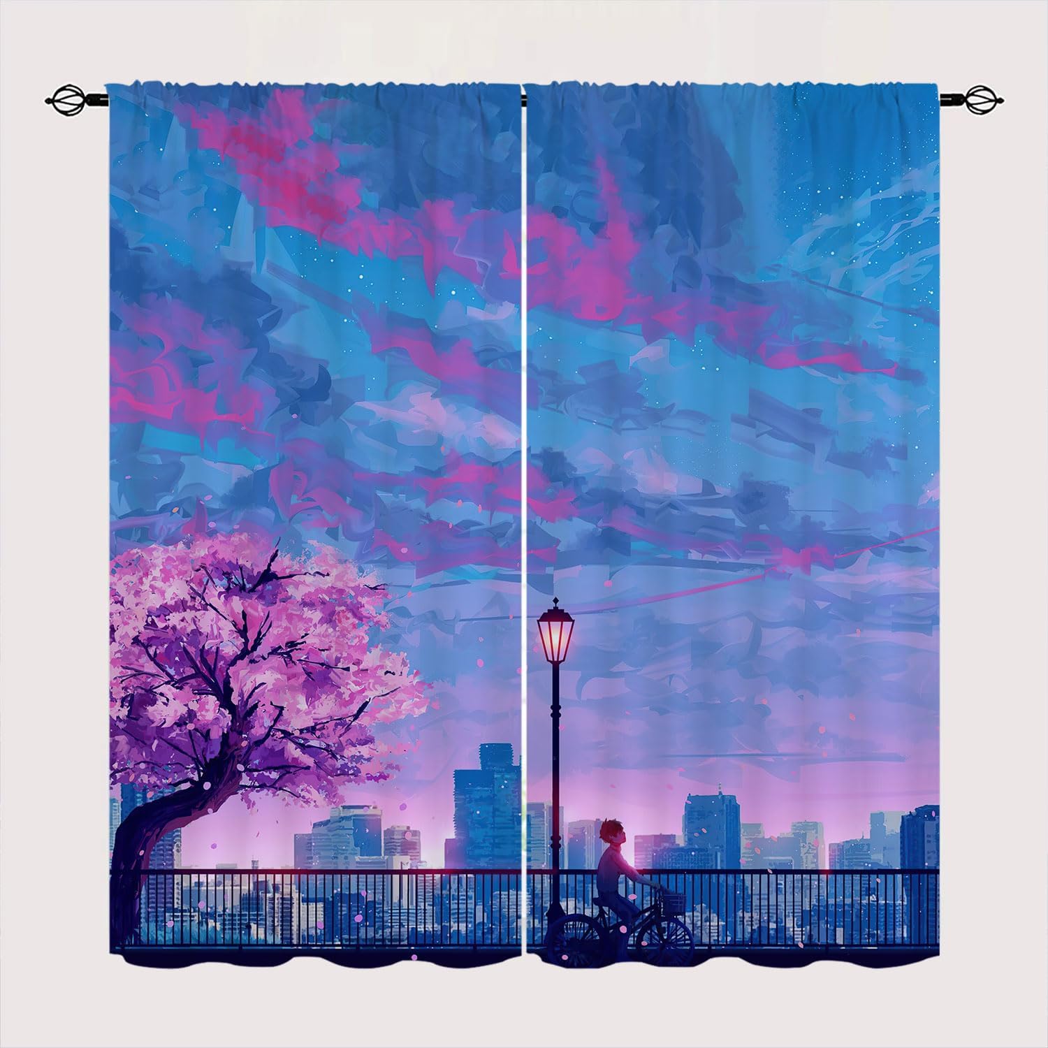 WUMINMIN Anime Cherry Blossoms Window Curtains for Kid