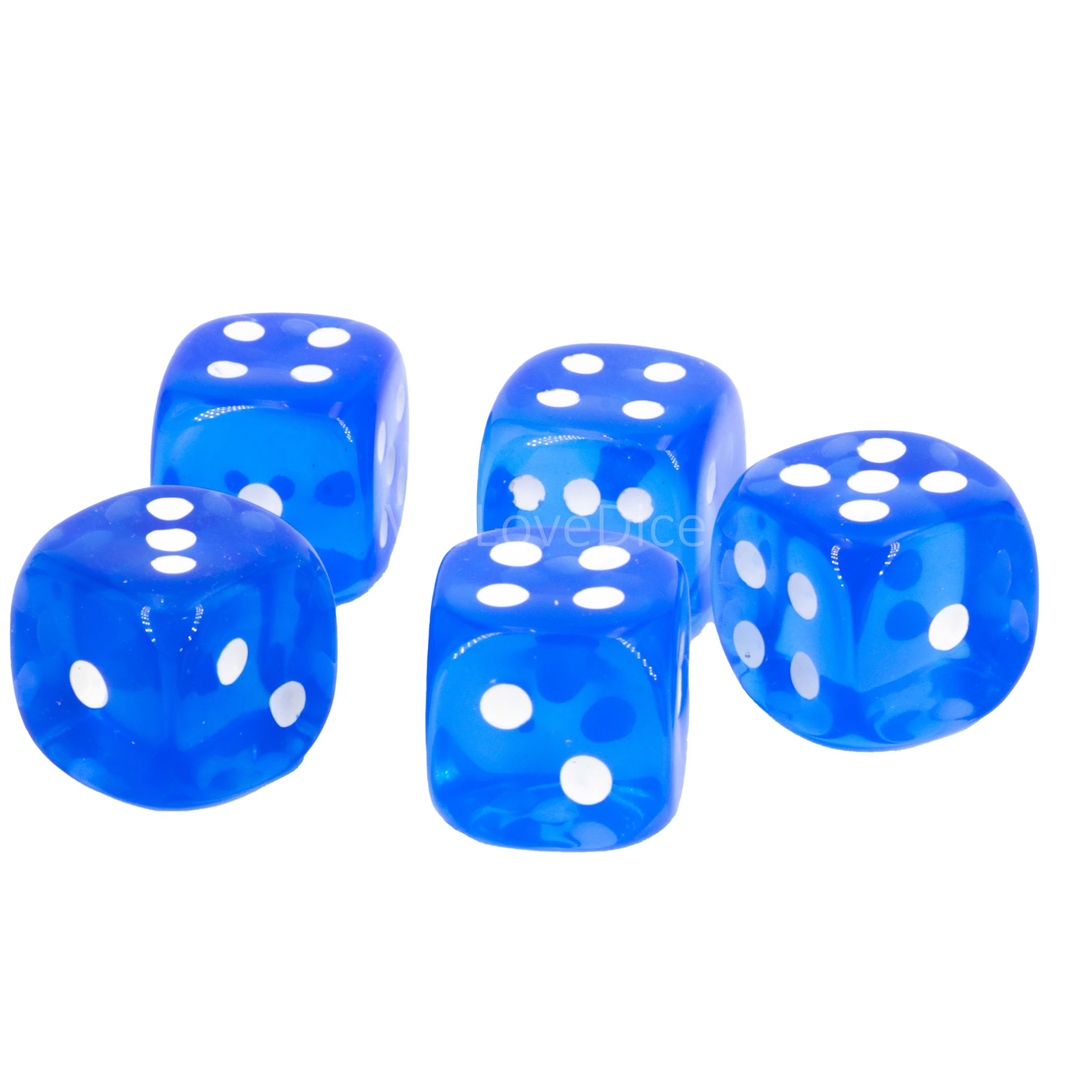 WeLoveDice Lot De 5 Dés XL W6 (20 Mm) En Bleu Ciel à Pois Noirs