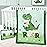 Cloele Crib Bedding Set for Boys,4 Piece Dinosaur Baby Bedding Set,Standard Size Toddler Nursery Bedding Includes Comforter,Crib Skirt,Fitted Sheet&Pillowcase,Soft Dinosaur Blanket-Green
