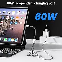 Vista 3 de MOGOOD Divisor USB C, cable Y USB C de 3 puertos, 1 macho a 3 hembras, paso de carga PD de 60 W y transferencia de datos, para Steam Deck, iPad Pro