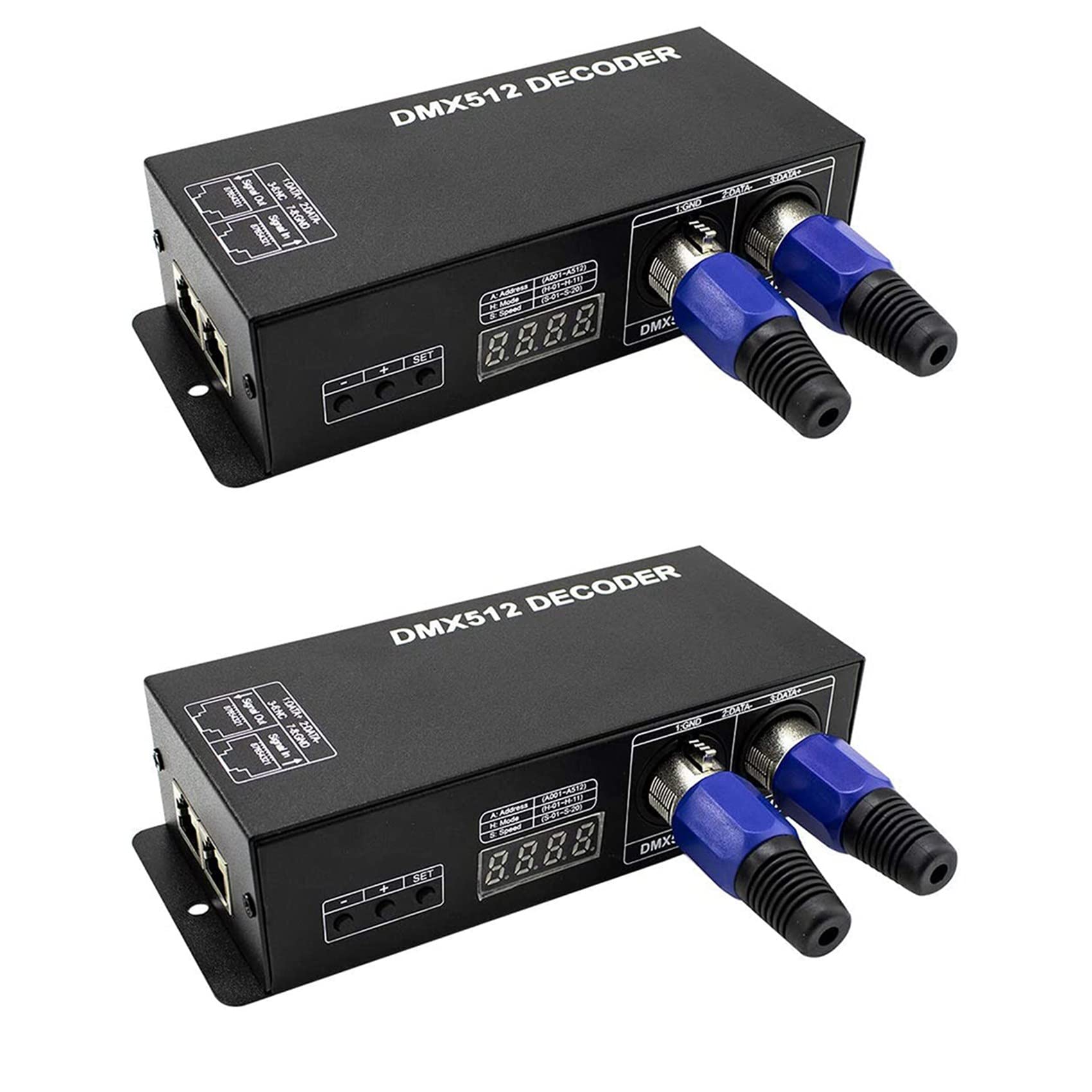 2 x wysokowydajny kontroler LED 512 dekoder ściemniacz sterownik DC 12 V-24 V do taśm LED RGB lub świateł (3 kanały)