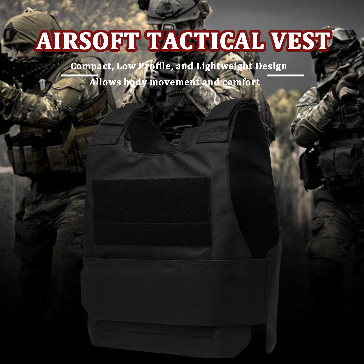 Favuit Chaleco Táctico Negro Airsoft Paintball Protector Ajustable