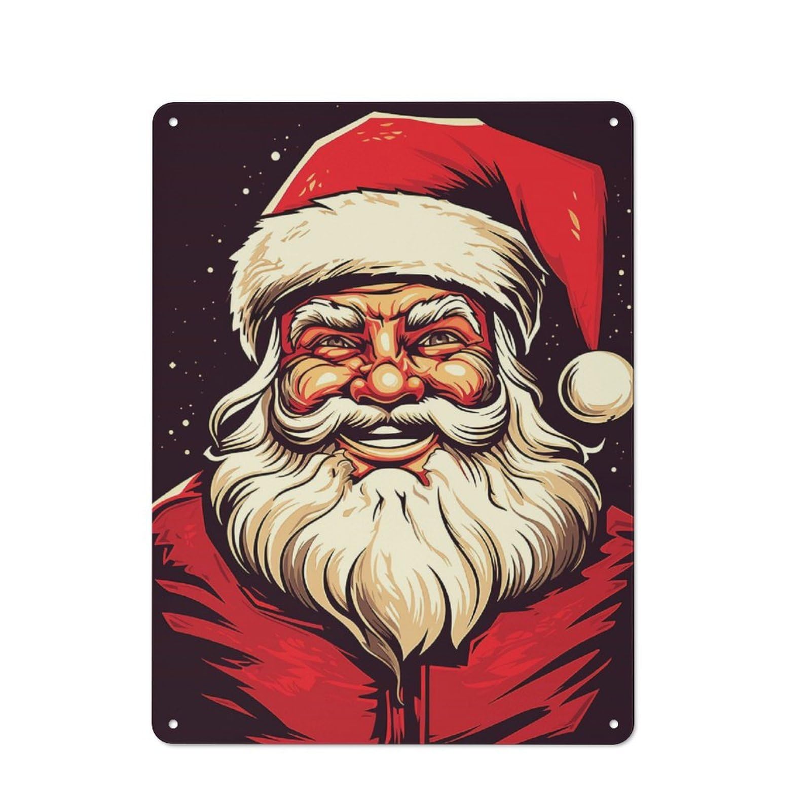 Junmoney Santa Claus Christmas Vintage Metal Sign 40X30cm, Cafe Style Restaurant Wall Art For Takeaway, Bar, Kitchen Or Counter Area