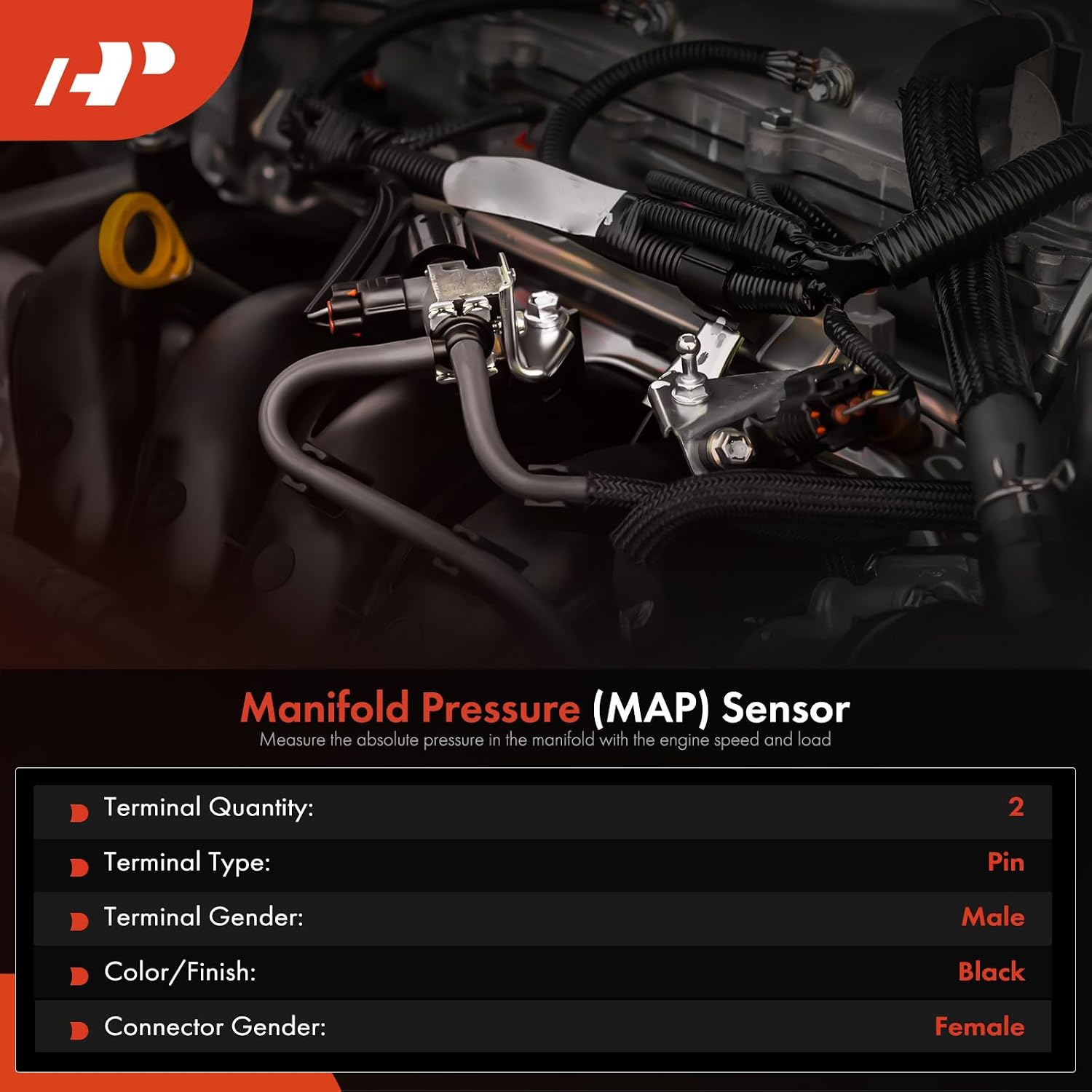 A-Premium Air Brake Pressure Switch [2 Pins] Compatible with International Harvester HV613 2020-2021, 12.4L
