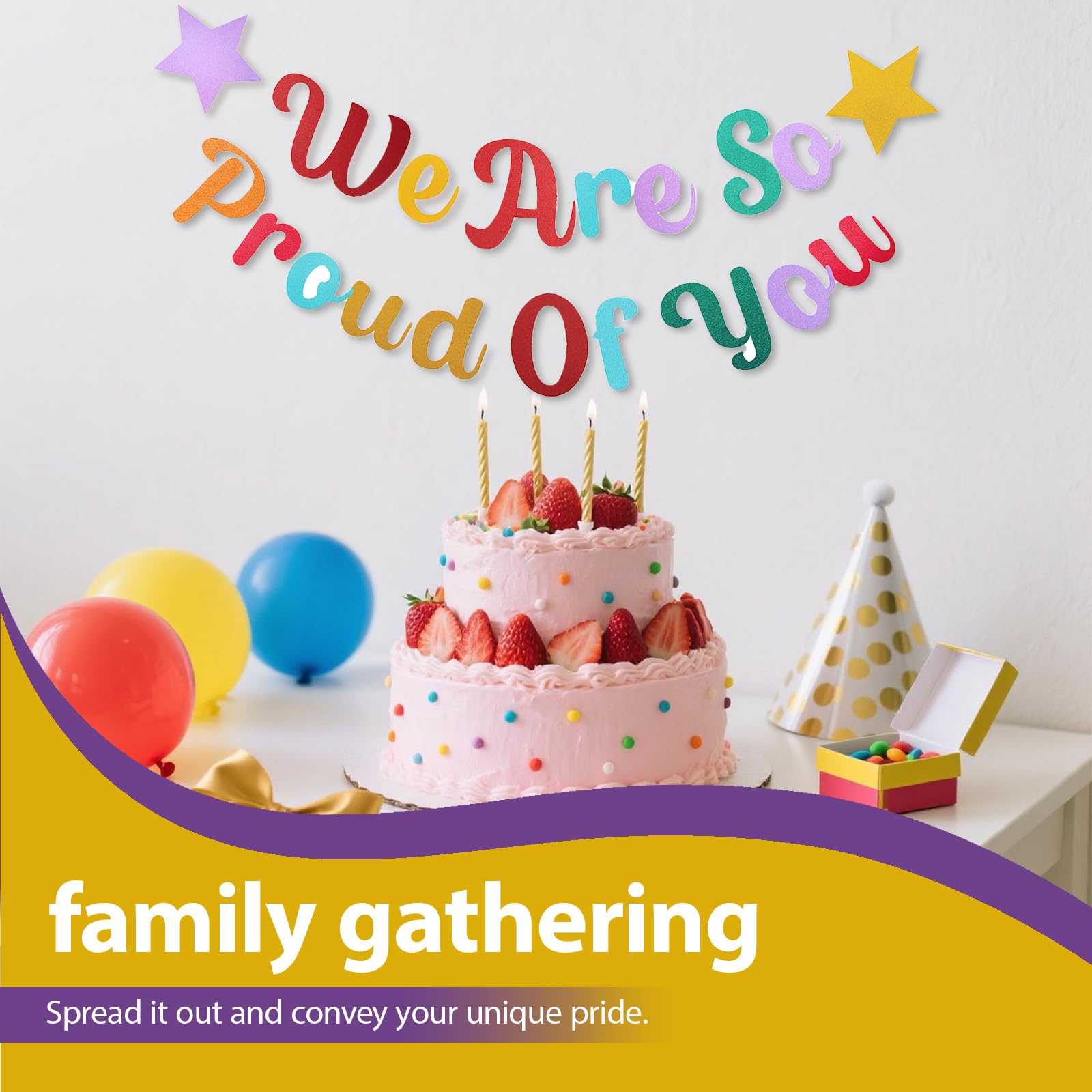 2PCS We Are So Proud Of You Bunting Banner Glittery Graduation for Preschool Graduation Nursery Decorations Proud Of You Banner for Celebration Party Pre School Event Hanging Dec - Image 4