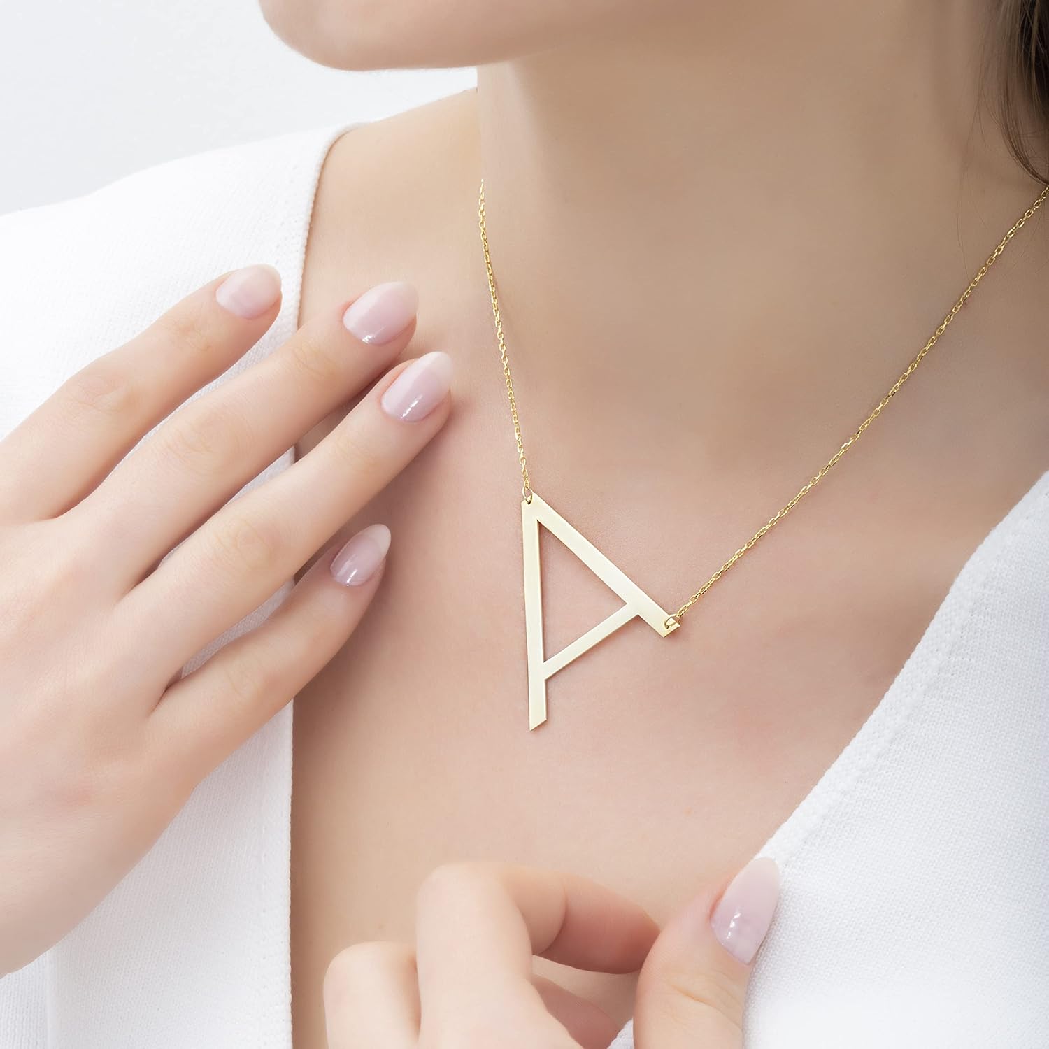 SilveristicJewelry 925 Sterling Silver Sideways Initial Necklace for Women, Large Initial Necklace, Big Letter Necklace, Gold/Rose/Silver Letter Necklace for Her, Gift For Her, Mothers Day Gift