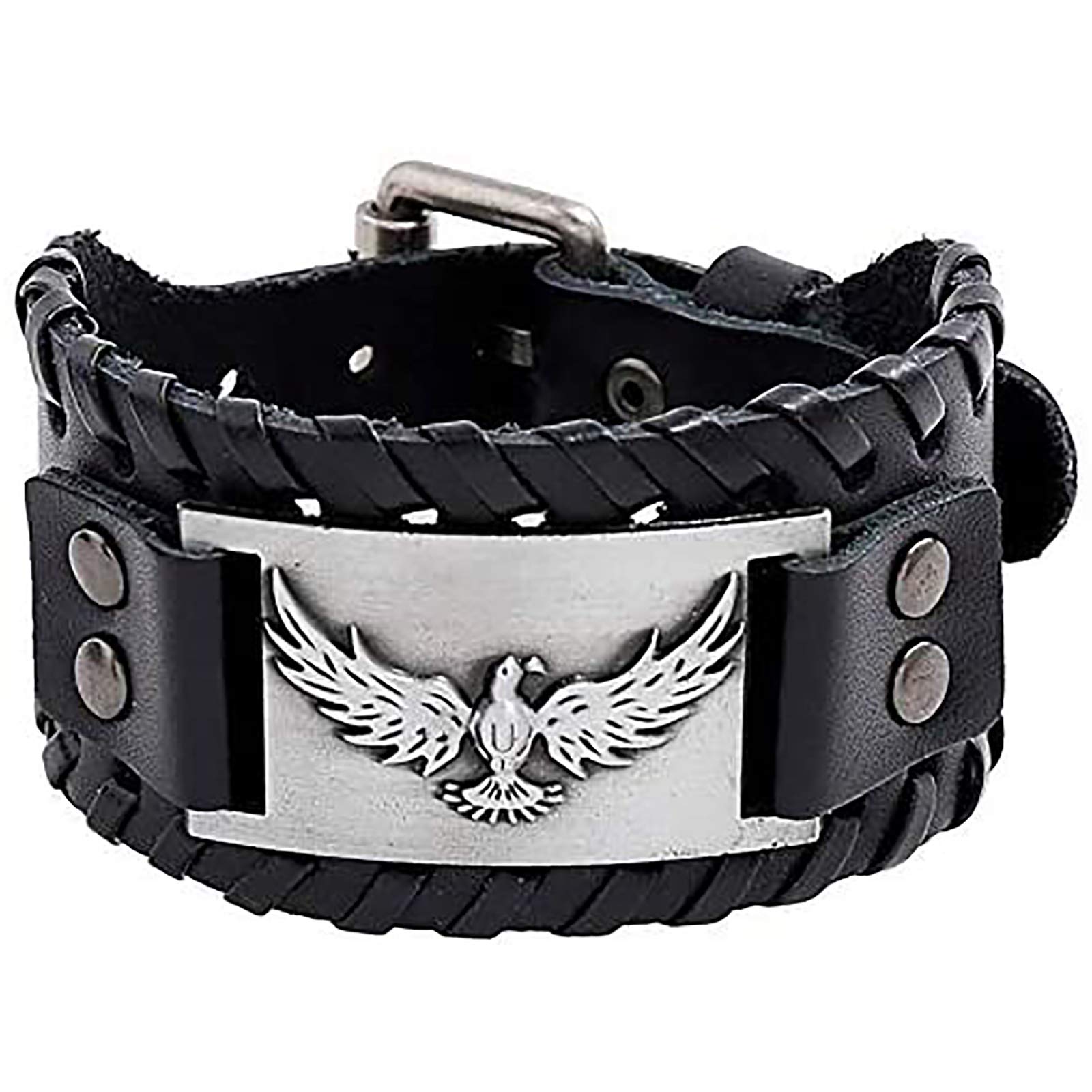 YDYDTTKD Pulseras para Hombres y Mujeres Brazalete Vintage Pulsera única nórdica Amuleto Hebilla Ajustable Joyería pagana de Cuero de/a