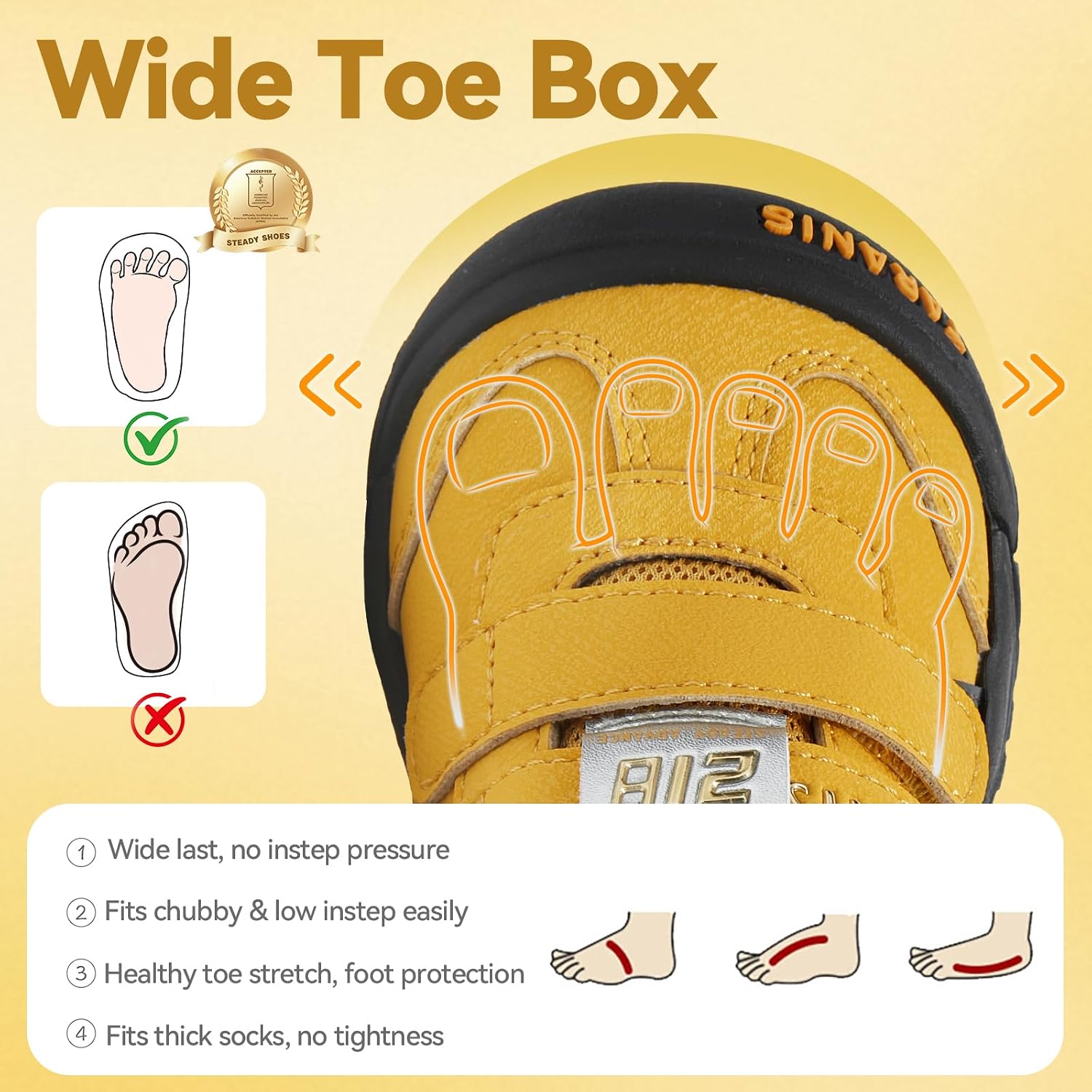 TARANIS Toddler Shoes Rubber Toe Protection and Arch Support, Wide Toe Box Non-Slip Walking Outdoor Hiking Shoes for Boys Girls