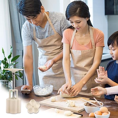 Miniatura 7 de Molde de prensa de pastel de luna de flores chinas galletas prensadas a mano para postres bricolaje pastel de luna 1 molde con 4 sellos para varias