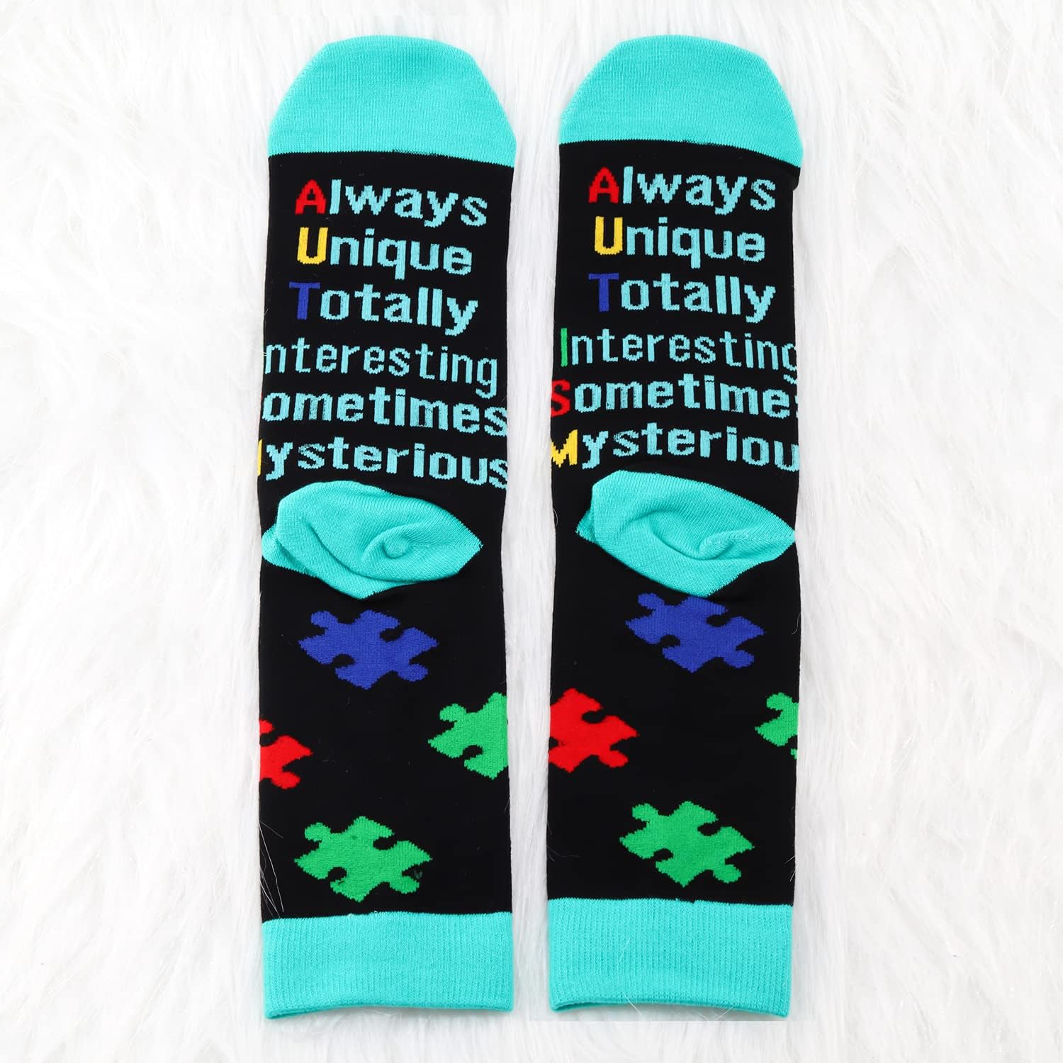 MBMSO Autism Awareness Socks Gifts 2 Pairs Autism Puzzle Socks Gifts for Autism - Image 4