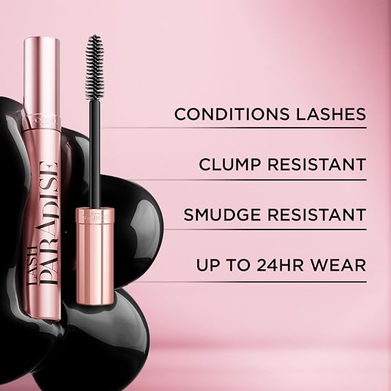L'Oreal Paris Voluminous Lash Paradise Waterproof Mascara, Blackest Black, 0.25 Fl Oz (Pack of 1) Packaging May Vary