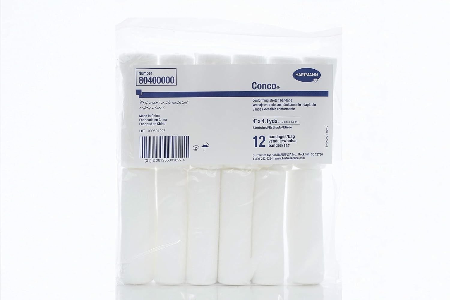 HARTMANN CONCO CONFORMING Bandages, Woven Gauze, 1-PLY, 4" X 4.1YDS, ROLL, NONSTERILE, 80400000 (Case of 96)