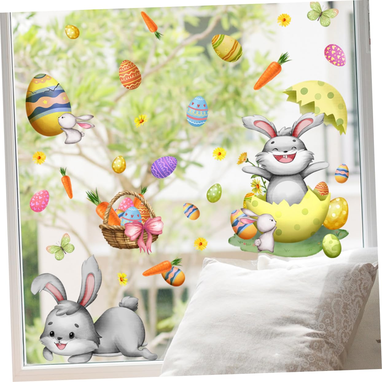 Cabilock 3 Sätze Wandtattoo Ostern Fenster Tönung Mattierte Fensterfolie Bausatz Fenstertönung Regenbogen-fensteraufkleber Stuffer Fensteraufkleber Für Die Osterparty Pvc