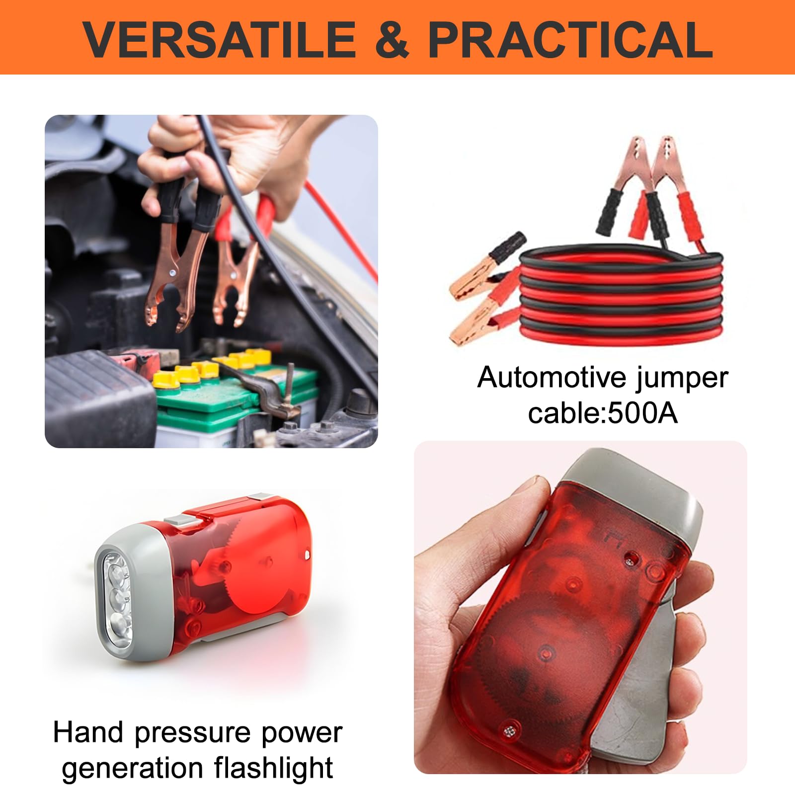 Kits d'urgence 14 en 1 pour Voiture,Contient Un Triangle De Signalisation/Un Marteau d'urgence/Un ImperméAble/Un Lampe De Poche, Etc. - Essentiels pour La SéCurité Automobile