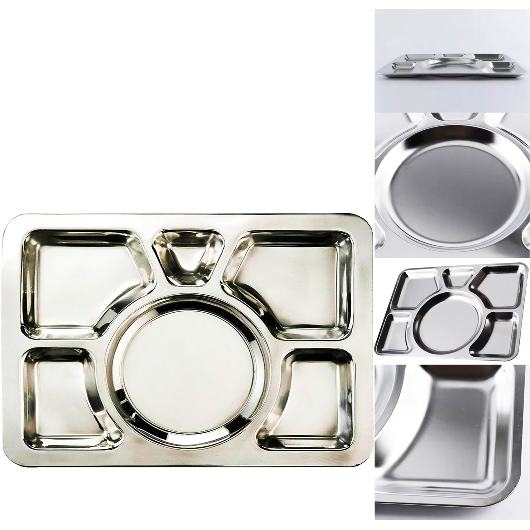 NT 6 Compartment DIV Tray Master Cook Stainless Steel Large Thali Food Serving Indian Dinner Plate Lunch Tray Restaurant & Home Kitchenware UK Free P&P