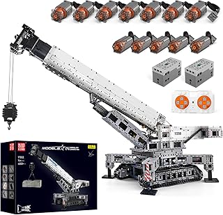 Mould King 17002 Technology Crane Building Kits, MOC Crane LTR 11200 Building Blocks Set to Build, Large Remote Controlled Caterpillar Crane Truck with Motor, 4000 pcs