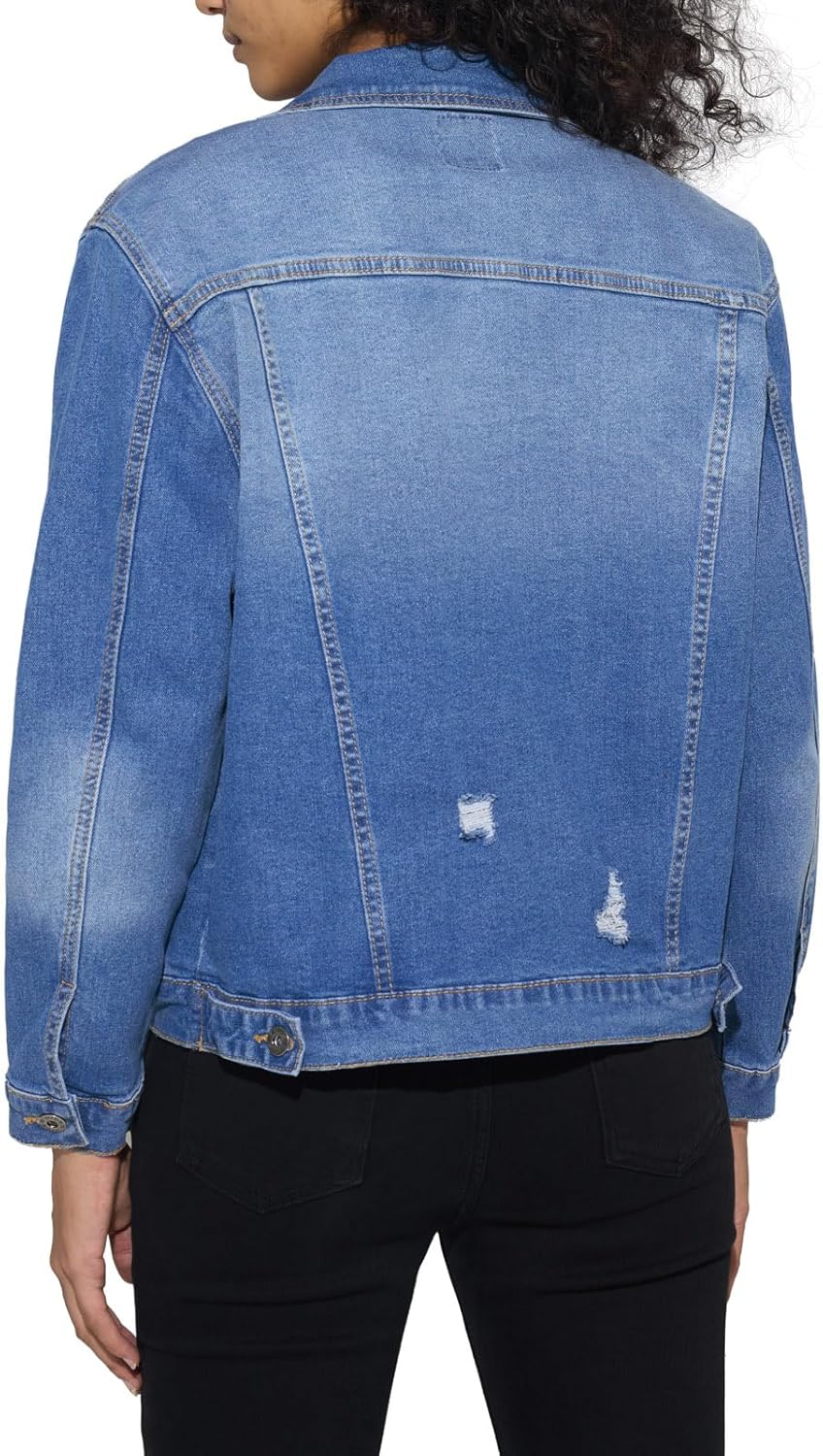 HISEA Denim Jacket for Women, Womens Long Sleeve Jean Jackets with Pockets, Women's Casual Stretchy Trucker Coat for Fall - Image 3