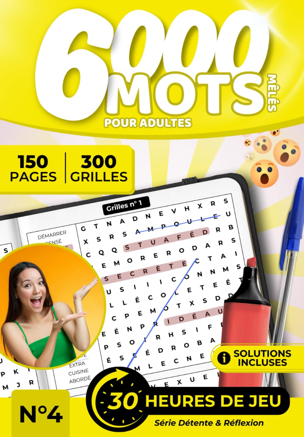 6000 Mots Mêlés pour Adultes – 300 Grilles Niveau Normal, 150 Pages de Jeu + Solutions | Tome 4: Livre de mots mêlés anti-stress pour adultes : ... Normal, Activités Anti-Stress et Jeux de Le)