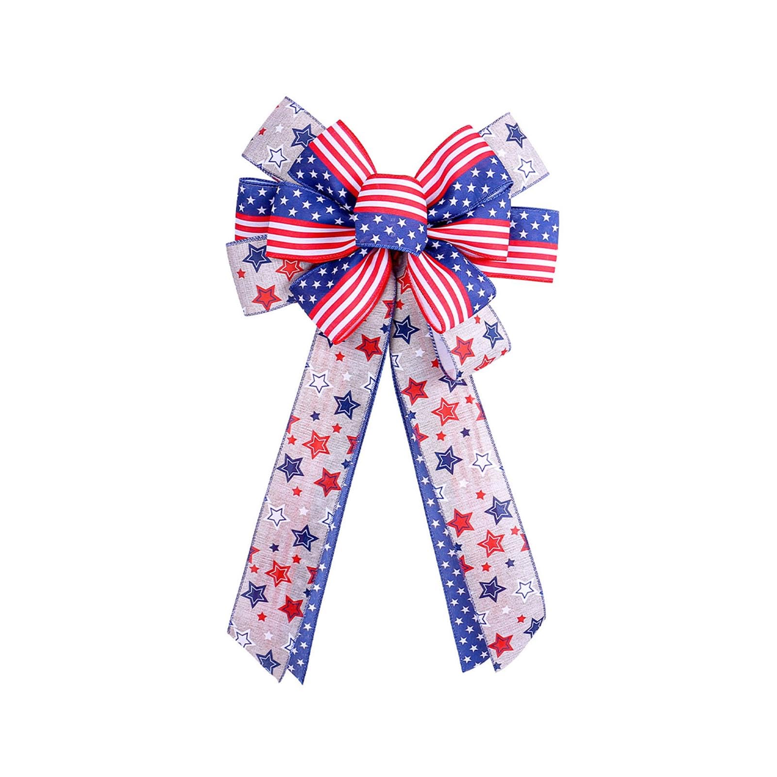 Hsioluted Independence Day Ribbon Bowknot Festival Wreath Bowknot Perfect for Celebration and Patriotic Event Independence Day Ribbon
