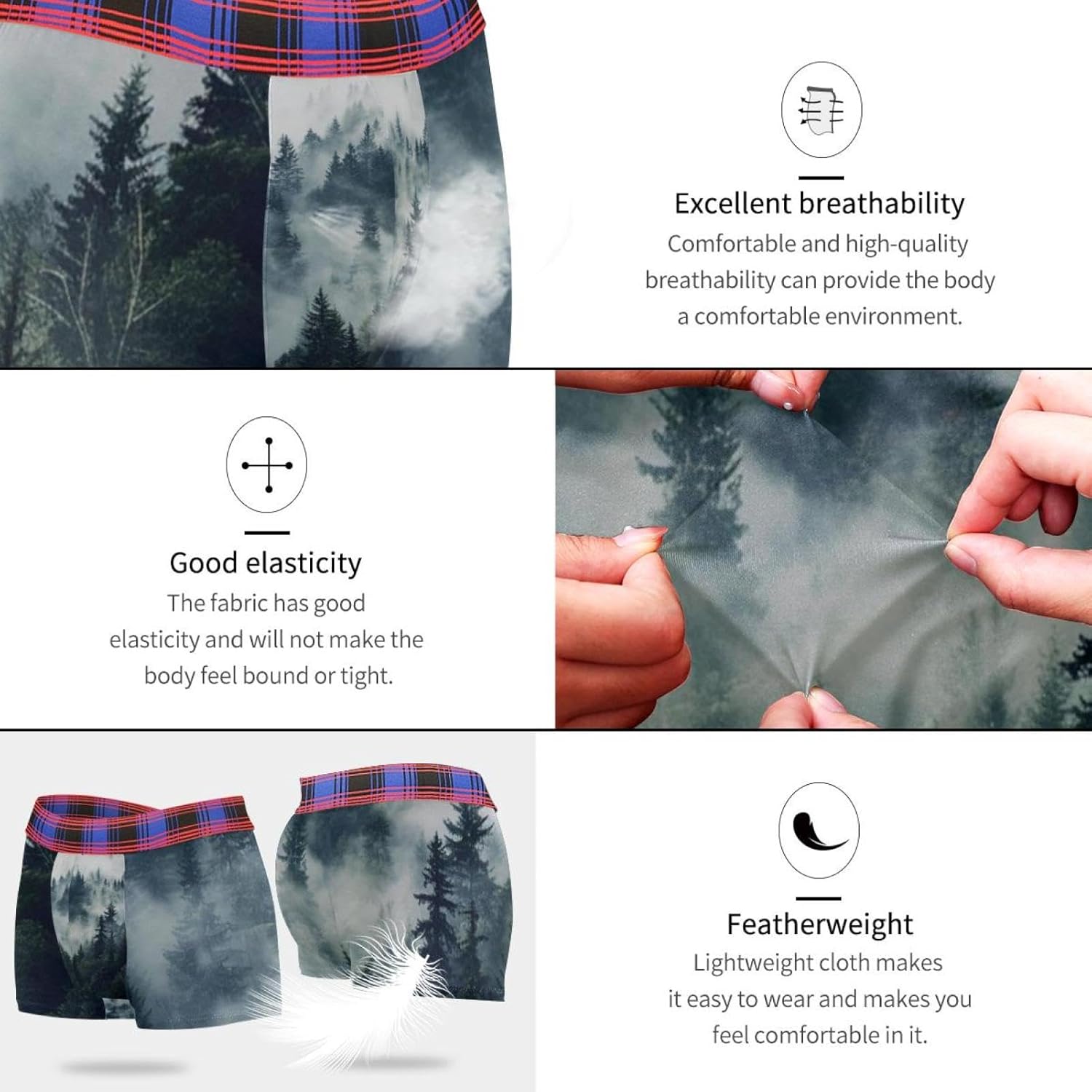 FNETJXF] Mens Underwear, Men Boxer Briefs, Landscape Forest Tree 3