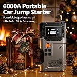 6000A Jump Starter with Air Compressor, Portable Car Battery Jumper Starter (10.0 Gas/8.5L Diesel) with 160PSI Tire Inflator, Smart Display, Portable Jump Box, 600LM Flashlight, Emergency Light