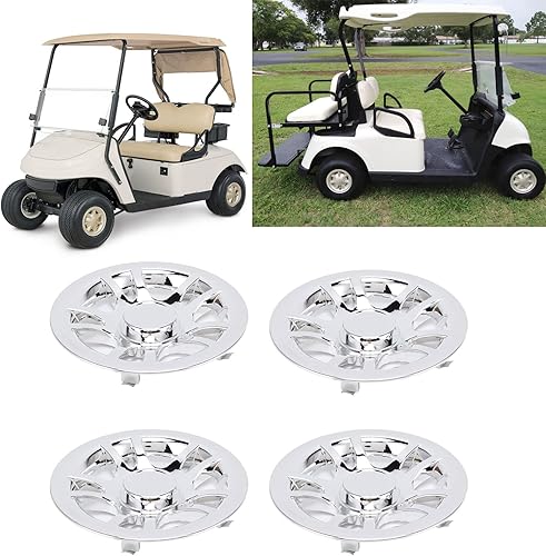 Miniatura 3 de 4 tapas de cubo de carrito de golf de 8 pulgadas, cubiertas de rueda cromadas, protector de llanta para carrito de golf E Z GO