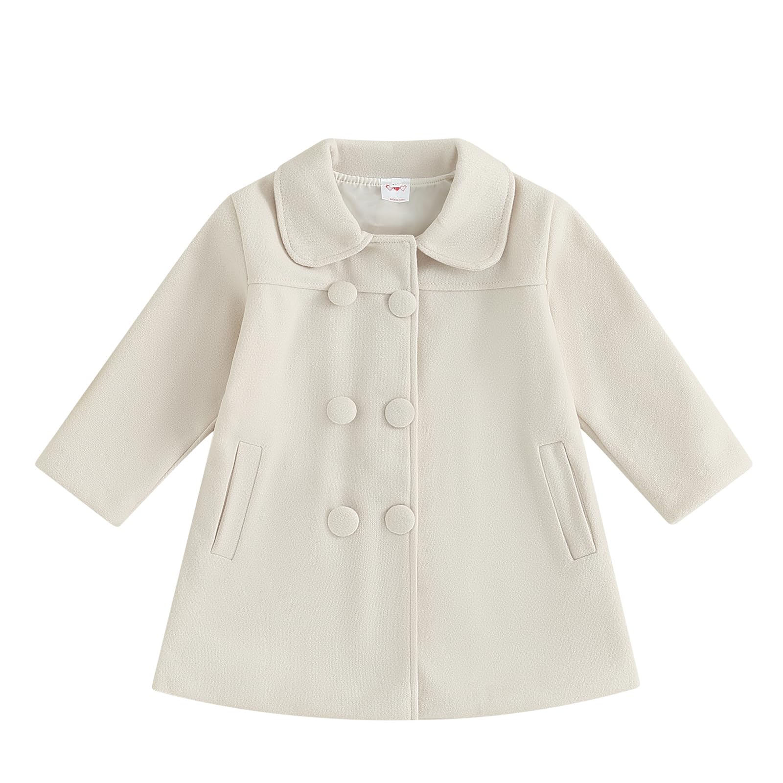 Toddler Girls Trench Coat Baby Girl Woolen Coat Girl Dress Coat Peacoat Winter Fall Outwear (Apricot, 2-3 Years)