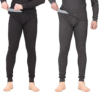 Thermal Underwear Pants for Men Long Johns Cotton Blend Base Layer Waffle Knit Bottoms