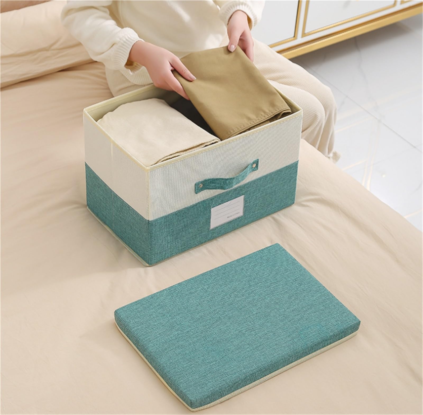 Wytrzymałe Torby do Przenoszenia Pudełka Do Przechowywania Ręczne Organizery Na Odzież I Pościel Pudełka Do Przechowywania Z Etykietami Grube Torba do Przechowywania(Blue)