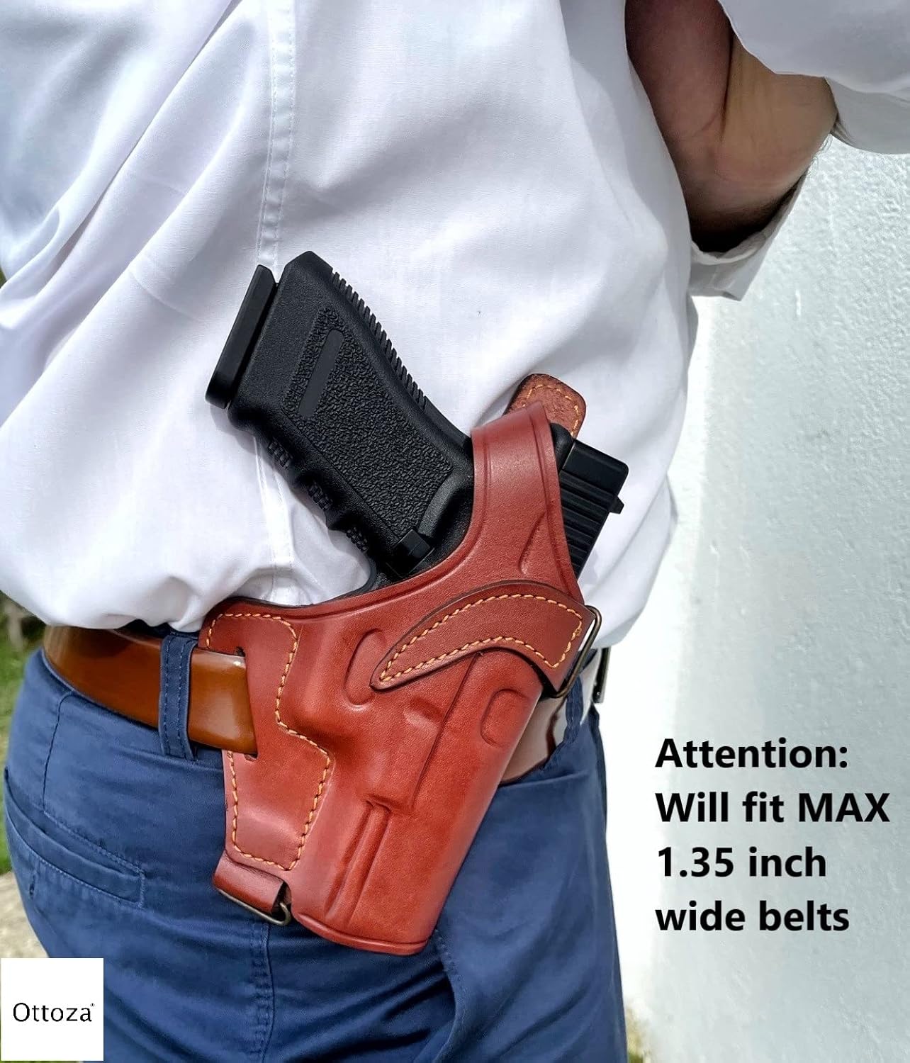 Ottoza Handmade Leather Shoulder Holster Compatible with Glock 19/19X/17/23 Right Handed Glock 17 - Glock 19 Shoulder Holster Leather - Dual Usage Shoulder + Belt 301