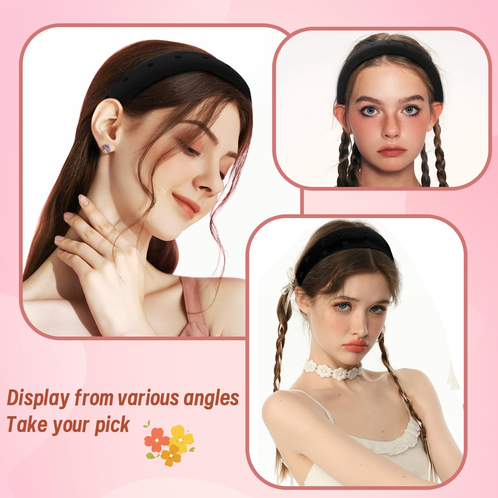 Amazon.com : 3Pcs Padded Headband for Women Girls Black  display picture 3