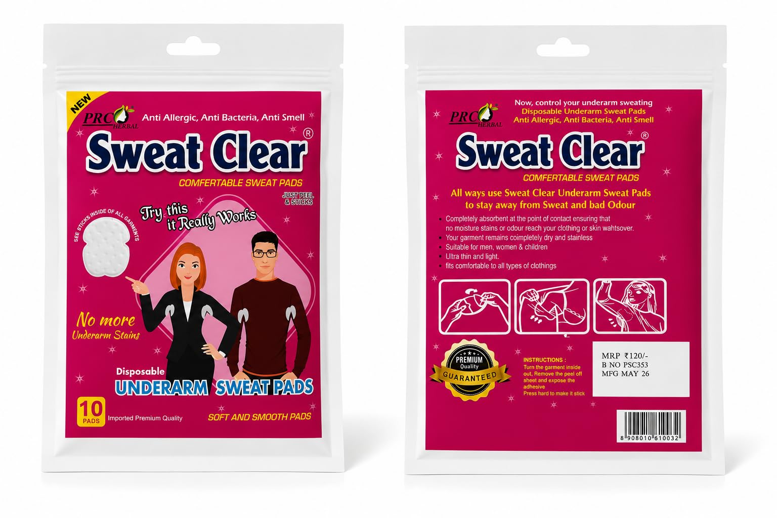 Premium Quality Disposable Underarm Sweat Pads Pack of 20 | Unisex, Peel & Stick-image-32