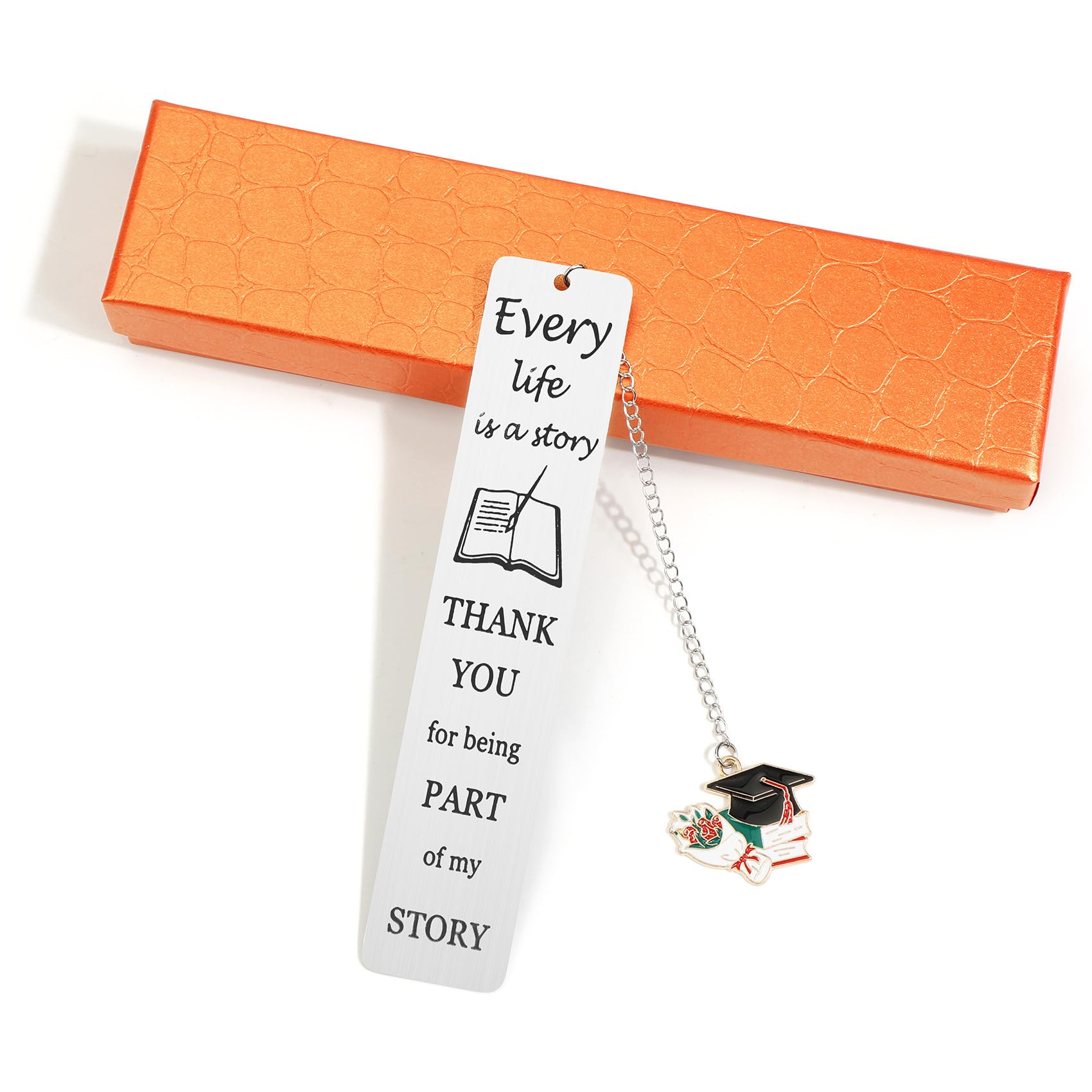 Elegant Stainless Steel Bookmark with Graduation Cap Pendant, Inspirational Quote Engraving, Durable Metal Page Holder for Book Lovers, Bookmarks for Women, Gift for Friend (Style 1)