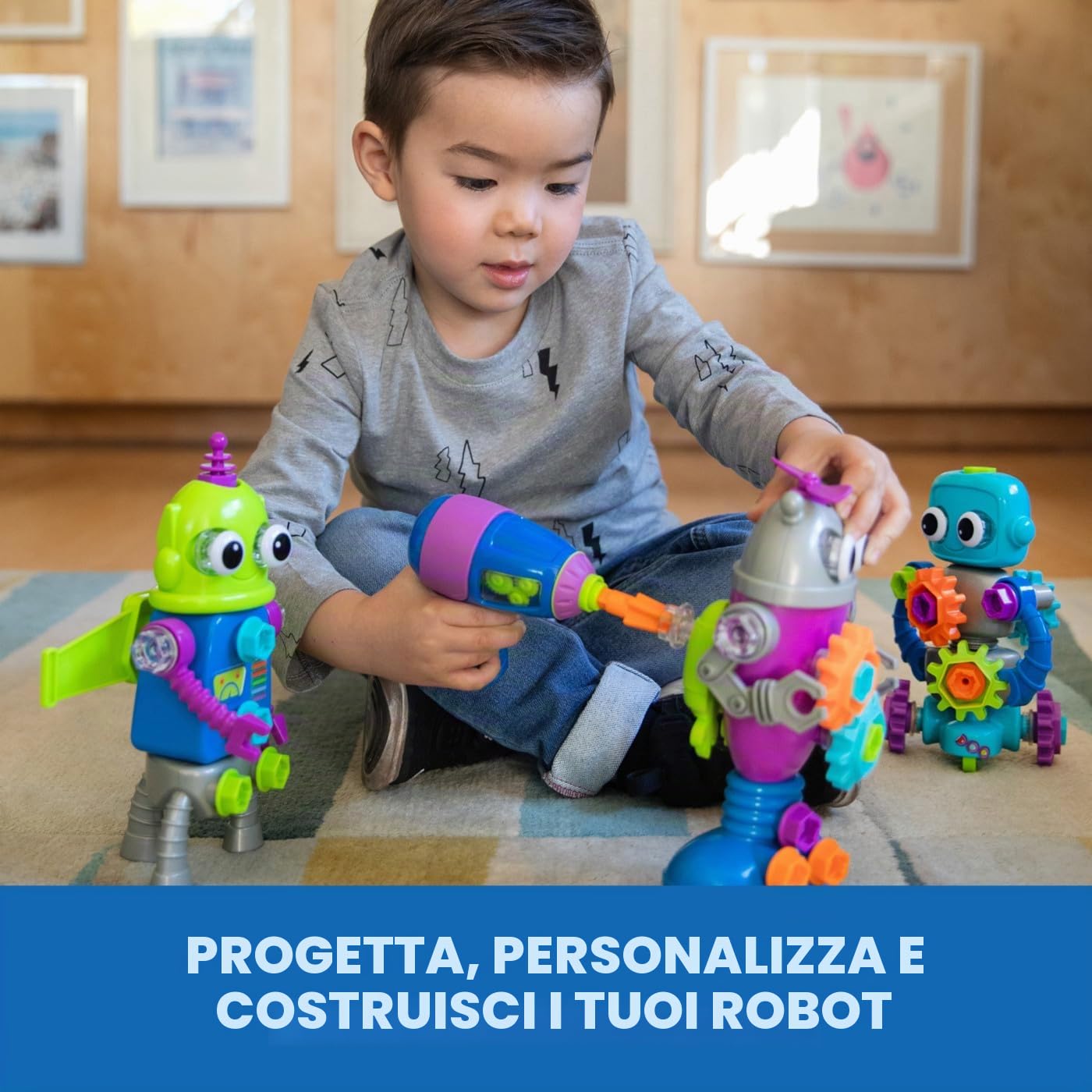 Learning Resources Design & Drill Laboratorio di Progettazione e Trapano Robot, Giocattoli robotici per Bambini e Bambine di 3 Anni, Giocattolo STEM, Giocattolo da smontare con Trapano da Lavoro
