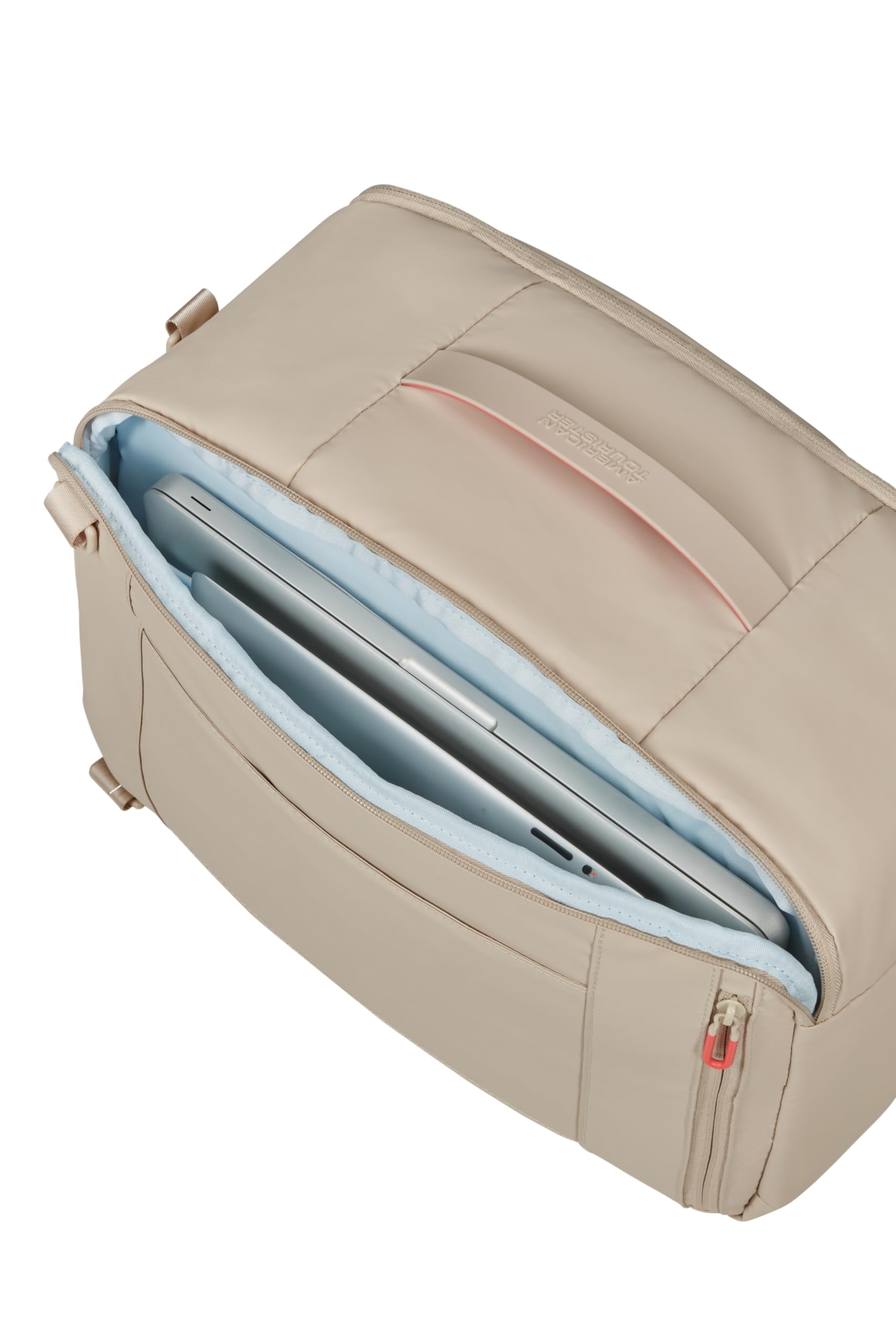 American Tourister Puffypop - Damen Untersitz Handgepäck (40 x 25 x 20 cm, 21 L, 0.70 kg) - Vielseitige 3-Way Kabinentasche, Flugzeug-Rucksack mit Laptopfach 14" - Beige