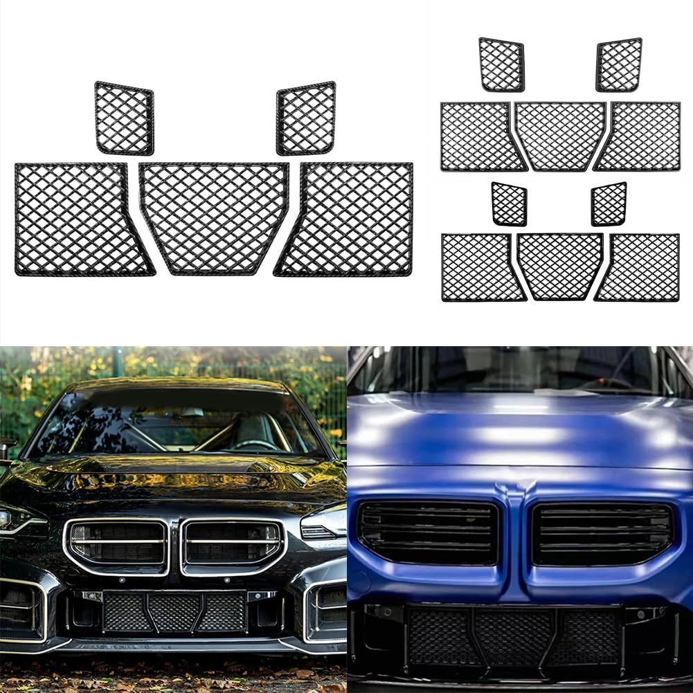 DAZZLEEX Für BMW G87 M2 2023–2025 Frontstoßstange Mitte Unterer Kühlergrill Mesh Guard Auto Außenleiste Zierleiste Ersatz-Set (glänzend schwarz)
