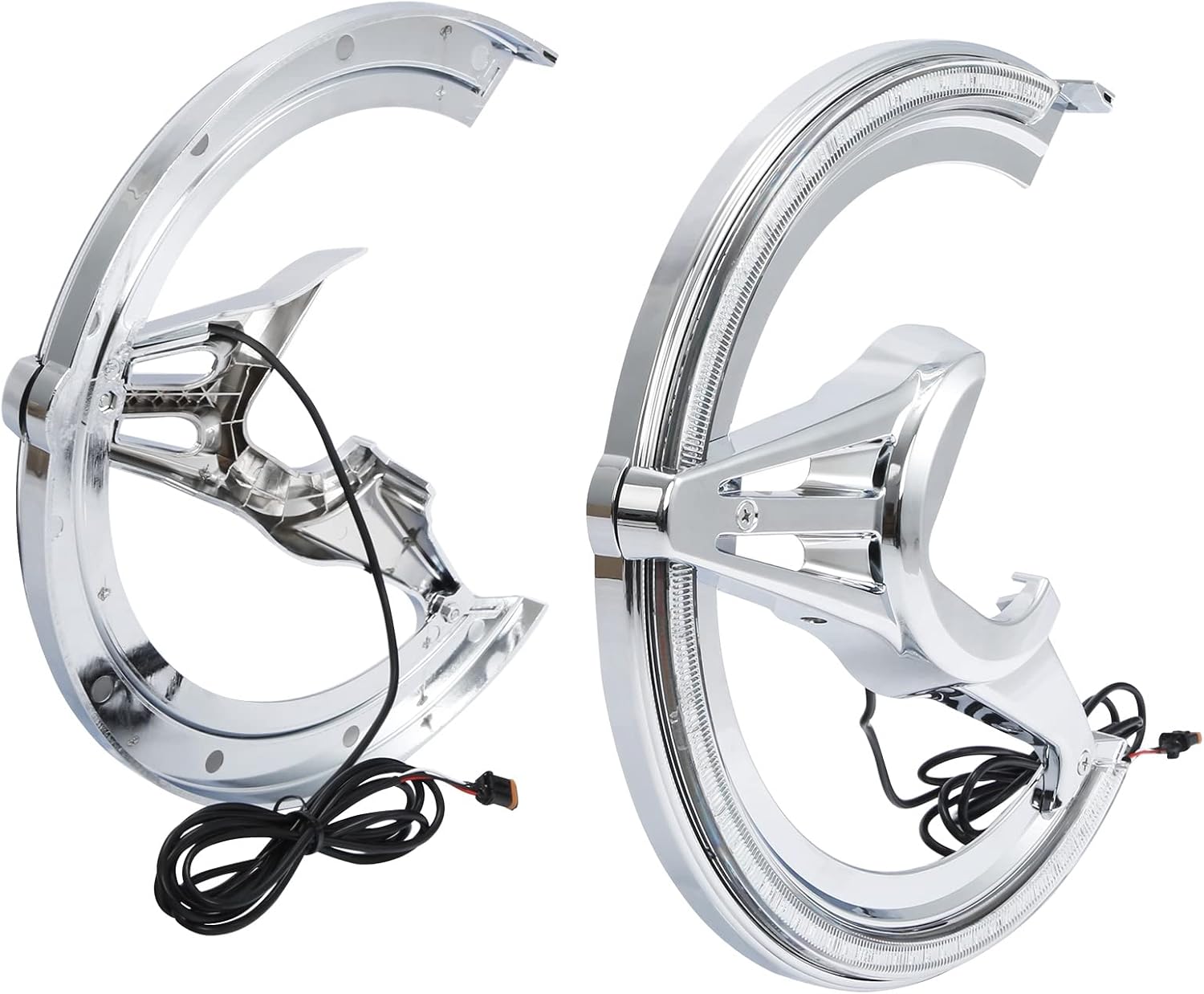 Green-L Front Brake Rotor Covers with LED Ring of Amber Light Fit for Honda Goldwing GL1800 2018-2025 Motorcycle (w/Clear Lens)