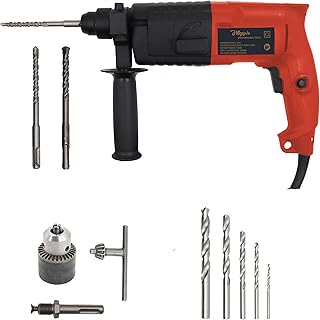 Hillgrove HGCM1023M5 20mm 750W Hammer Impact Drill Machine Forward/Reverse Rotaion with Gloves,3Pcs SDS Plus,Drill Chunk(13mm),SDS Adapter and 5Pcs HSS Bits for Making Holes in Metal/Wood/Concrete
