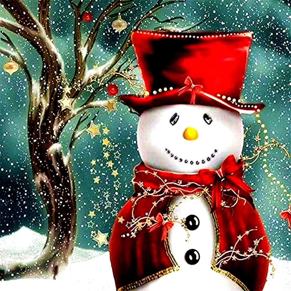 DLCUEL NineHorse Diamond Painting - Make a Snowman. Diamond Paintings for Christmas, Art Paintings for Decorations and Small 12 x12 inches