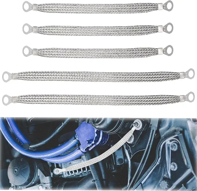 Wjelet 5-Piece Universal Engine Ground Strap Kit - Heavy Duty Automotive Anti-Static Flex Strip
