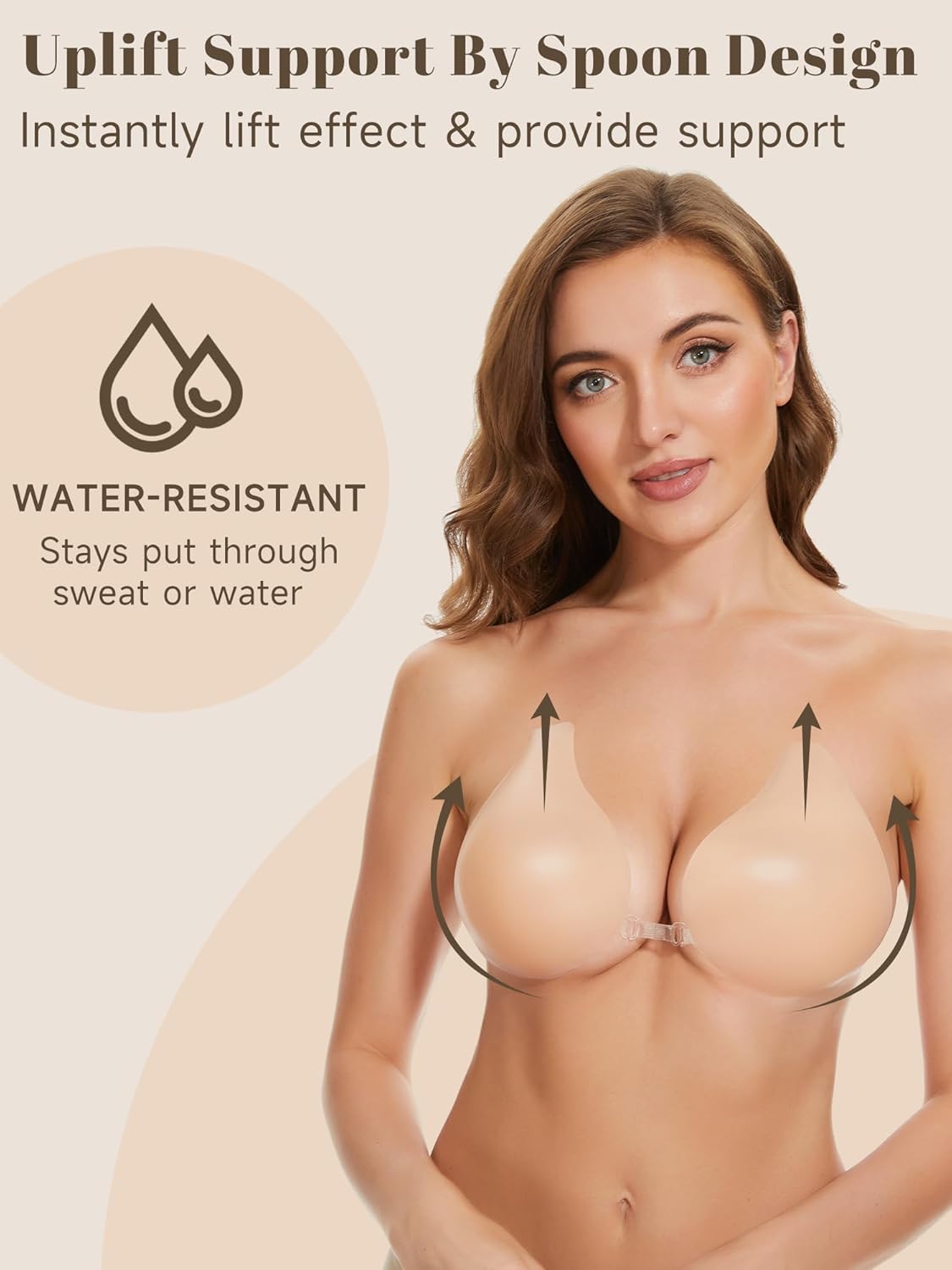 Sticky Bras for Women 2 Pairs Adhesive Bra Lift Invisible Silicone Backless Strapless Bra with 2PCS Nipple Covers - Image 3