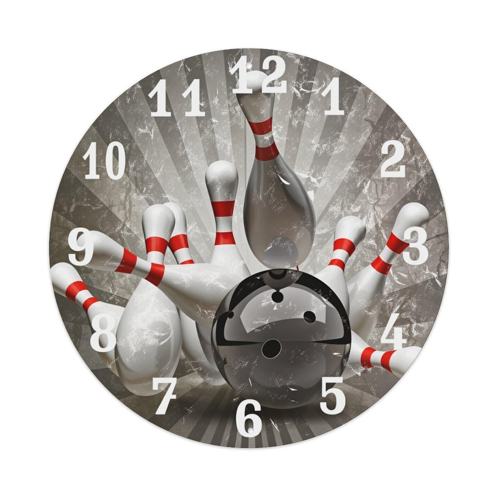 Jdfenggu Vintage Bowling Pins And Ball Clock Retro Metal Tin Sign, Metal Poster For Bar, Home, Man Cave, Kitchen, Laundry Room Art Decor 8X8 Inch