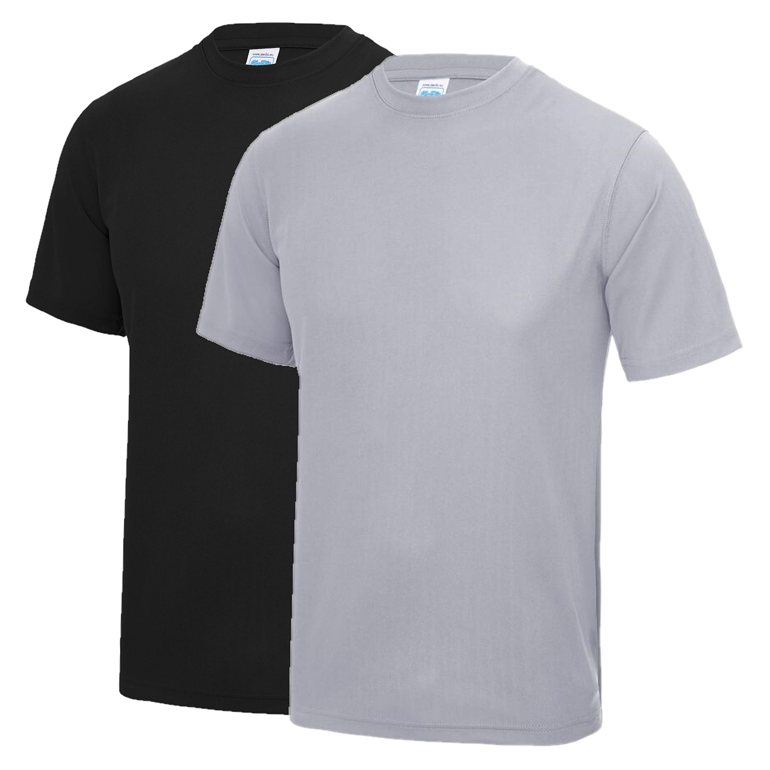 AWDis Just Cool JC001 Cool T 2 Pack - Jet Black/Heather Grey - 2X-Large