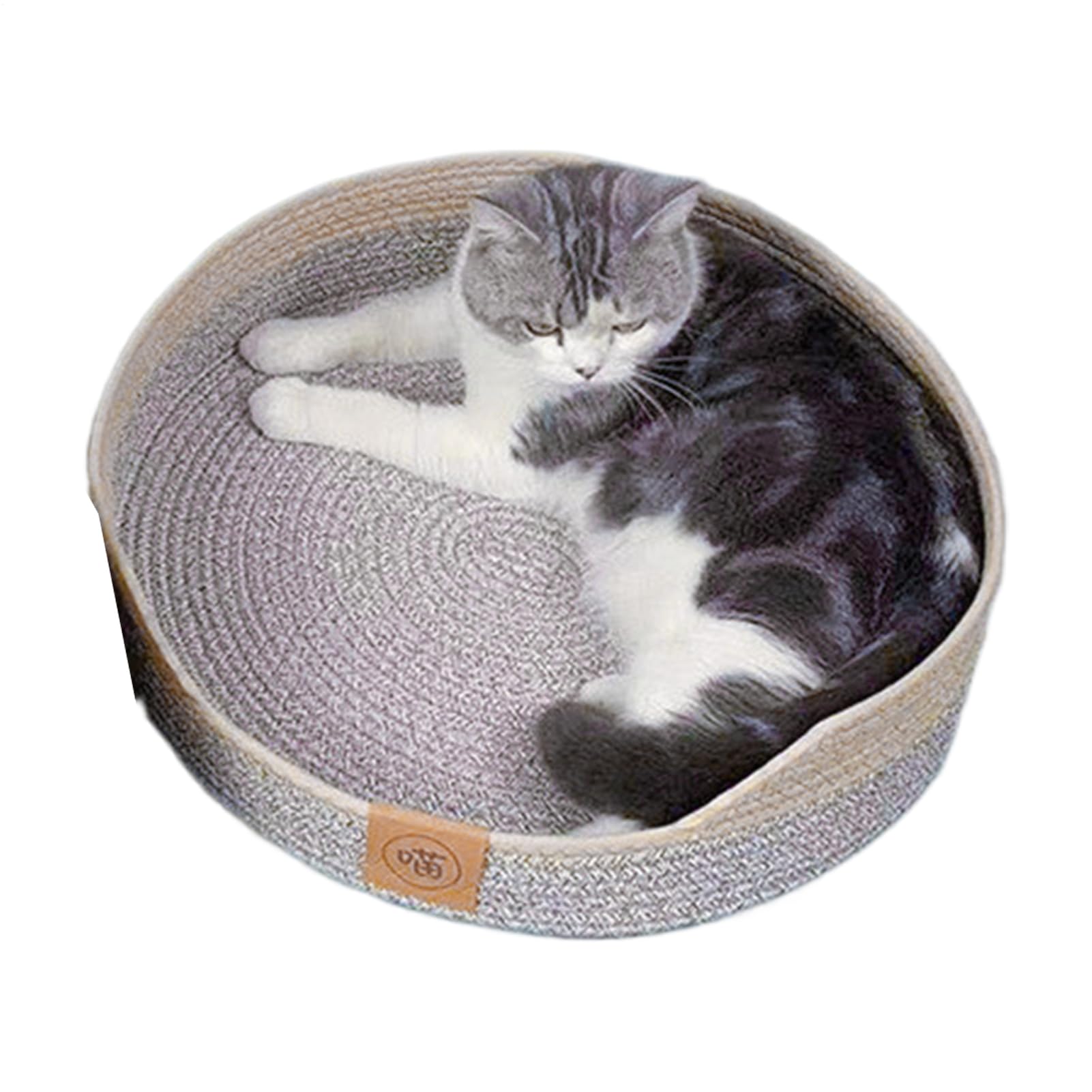 Lit pour chat beignet en corde de coton et peluche de 50cm