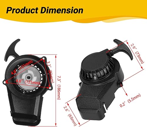 Miniatura 4 de HIAORS Arrancador de aleación de retroceso compatible con SYX Moto 50cc Dirt Bike 47cc 49cc 2 tiempos SSR SX50 Apollo Coolster QG-50 Xpro Holeshot