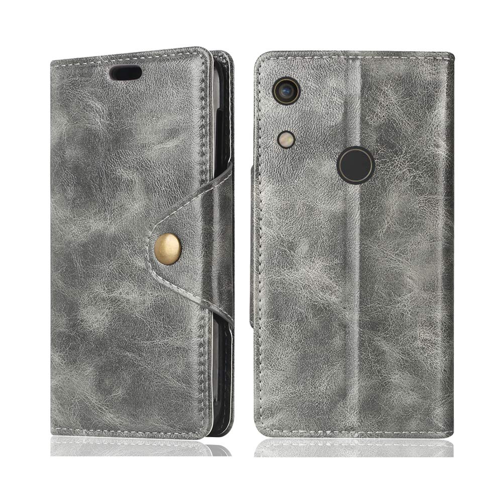 NTakia Case for Honor Play 8A, Luxury Retro PU Leather Wallet Case Magnetic Flip Case Cover with Card Slots & Stand For Honor Play 8A - Grey