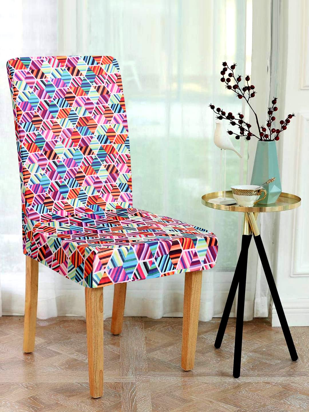 Alina Decor Digital Printed Set of 6 Chair Covers for Dining Table
