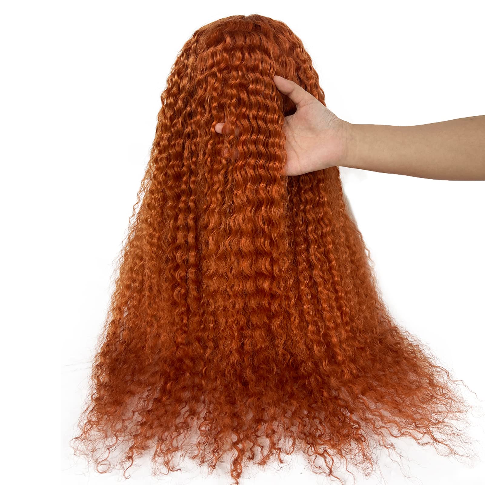 ?24” GINGER ORANGE CURLY  LACE FRONT WIG? *NWT* Amazon.com : Ginger Orange Lace Front Wigs Human Curly Wave  main image 3